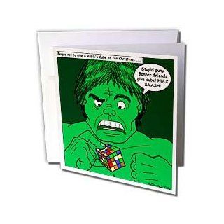 gc_2812_1 Rich Diesslins Funny Christmas Cartoons   Hulk and the Rubics Cube   Greeting Cards 6 Greeting Cards with envelopes  Blank Greeting Cards 