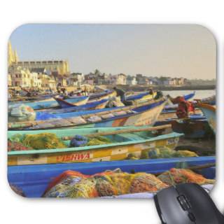 Boats being readied for fishing, The Church of Mouse Pads