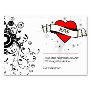 Rock and Roll Grungy Heart (Red) RSVP Card Business Cards