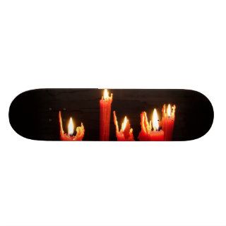 Spooky candles in the dark skateboard deck