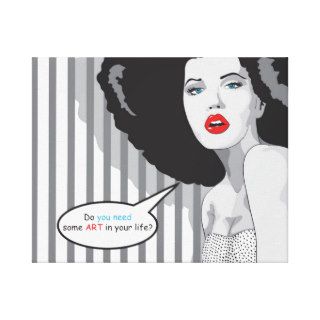 black and white beautiful girl POP art Gallery Wrap Canvas