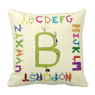 Funny Fellows™ Cartoon Character Alphabet Letter B Throw Pillows