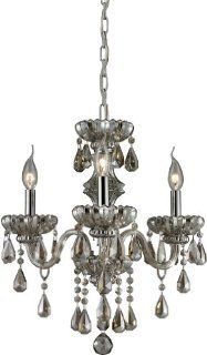 Elk 80081/3 16 by 19 Inch Cotswold 3 Light Chandelier with Teak Plated Crystal Glass Shade, Polished Chrome Finish    