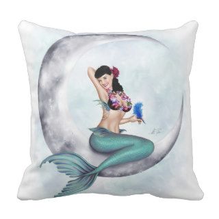 Miss Mandolin Moon   Mermaid Throw Pillow