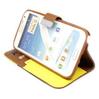 Colorful Wallet Stand Leather Flip with Credit Card Holder Case Cover for Samsung Galaxy Note 2 II N7100 Yellow & Black & Red + 1 gift Cell Phones & Accessories
