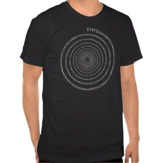 Pi Digits Spiral (white text) Tshirts