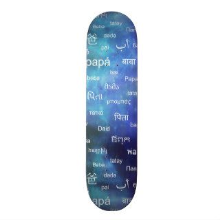Father in many different world languages   Blue Skateboard Decks