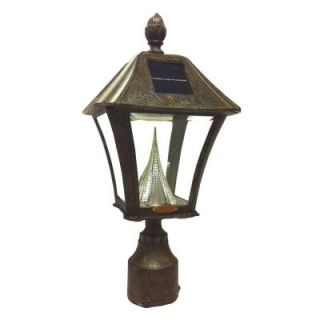 Gama Sonic Baytown 17 in. Solar Lamp with 6 Solar LED Bulbs,3 in. Fitter Mount, Weathered Bronze GS 106FWB