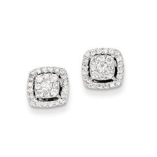 14K White Gold Diamond Post Earrings Cyber Monday Special Jewelry