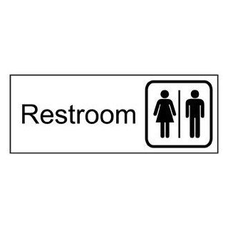 Restroom Black on White Engraved Sign EGRE 545 SYM BLKonWHT Restrooms  Business And Store Signs 