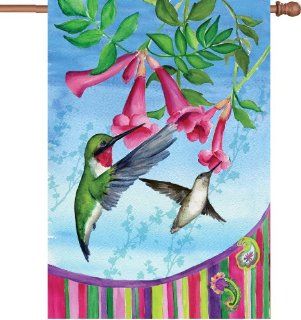 Premier Kites 52083 House Illuminated Flag, Hummingbirds with Paisley, 28 by 40 Inch  Outdoor Flags  Patio, Lawn & Garden