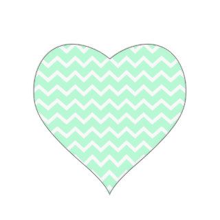 Mint Green Zigzag Chevron Stripes. Heart Sticker