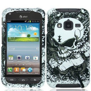 Black White Skull Hard Cover Case for Samsung Galaxy Rugby Pro SGH I547 Cell Phones & Accessories