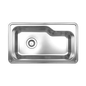 Whitehaus Drop In Stainless Steel 33 1/2x19 3/4x9 0 Hole Single Bowl Kitchen Sink in Brushed Stainless Steel WHNDB3016 BSS