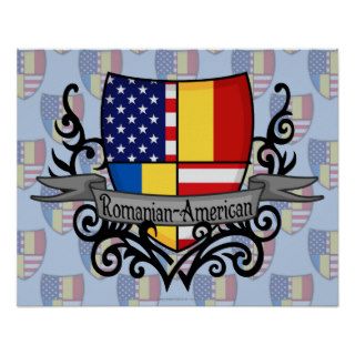 Romanian American Shield Flag Poster