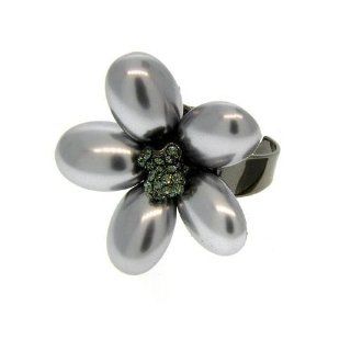 Ring 547a 50 Flower Gray Gunmetal Jewelry