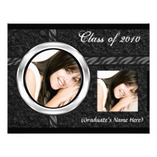Any Year~ 2 Photo Black Graduation Announcement