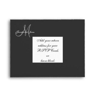 Custom Black Monogram Wedding RSVP Envelope