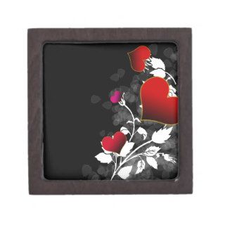 Red Rose Heart Stencil Premium Jewelry Boxes