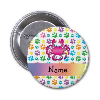 Personalized name pink crab rainbow paws