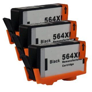 3 Pack Ink4work Remanufactured HP 564XL Black Ink Cartridge (Show Ink Level) For Photosmart C6350 C6380 D5445 D5460 D7560 Electronics