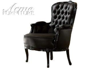 ACME 59148 Cain Accent Chair, Black Frame and Black PU Finish   Armchairs