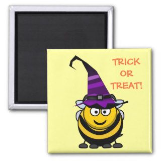 Funny Bumble Bee and Witch Hat Halloween Fridge Magnets