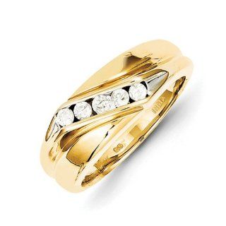 14k Yellow Gold Single Row Channel Set Diamond Mens Ring. Carat Wt  0.33ct Jewelry