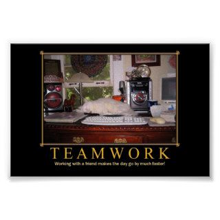 Teamwork Desk Kitty Mini Poster