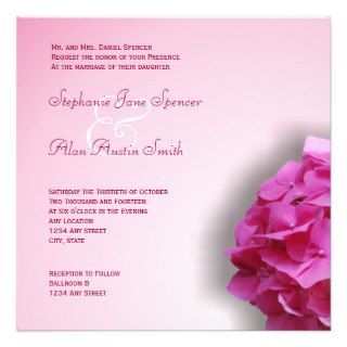 Pink Hydrangea Wedding Invitation