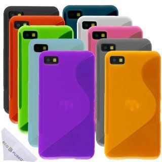 ECO FUSED Blackberry Z10 /11 pieces Soft TPU Flex Rubber Cover Case Skin Bundle / 10 TPU Cover Cases (Hot Pink, Red, Purple, Blue, Black, Smoke, Orange, Green, Clear, Light Blue)   ECO FUSED Microfiber Cleaning Cloth included Cell Phones & Accessories