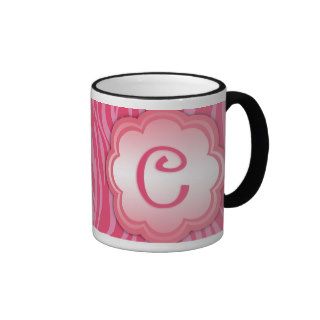 Hot Pink Zebra Print Monogram C Coffee Mug