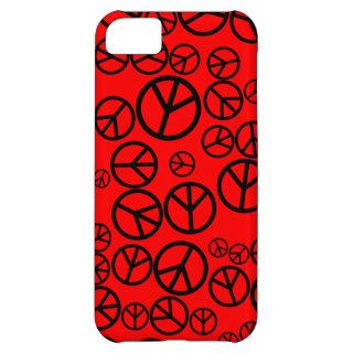 Retro Black Peace Signs on Red iPhone 5C Covers