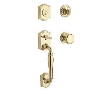 Baldwin Reserve Westcliff Single Cylinder Lifetime Polished Brass Handleset with Round Knob and Traditional Round Rose SC.WESxROU.TRR.003