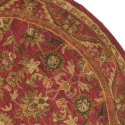 Handmade Heirloom Red Wool Rug (8' Round) Safavieh Round/Oval/Square