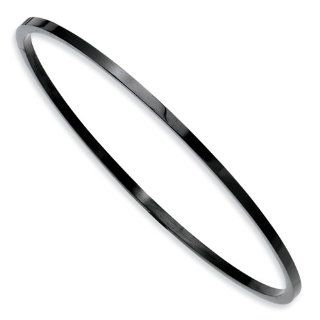 Black Plated 316L Stainless Steel High Polish Stackable Slip On Fashion Bangle Bracelet Forever Flawless Jewelry Jewelry