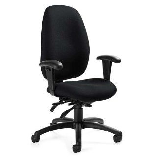 Global GLB31403BKS110 Malaga High Back Multi Function Chair, Arms, Black Fabric, Black Frame  Task Chairs 