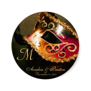 Venetian Masquerade Elegant Monogram Sticker