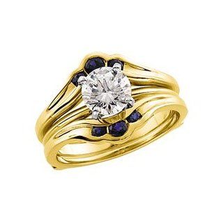 14k Yellow Gold Genuine Sapphire Solitaire Enhancer by US Gems, Size 6 Jewelry