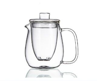 Moyishi Fat Glass Teaport Cup Glass Infuser and Lid Green Tea Cup 