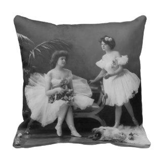 Vintage Ballerinas After the Encore Throw Pillows