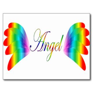 Rainbow Angel & Angel Wings Postcard