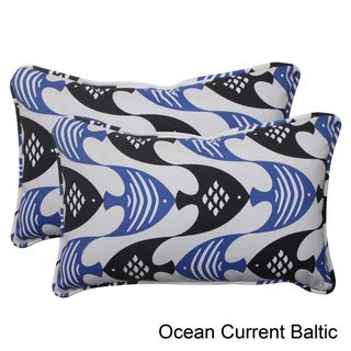 Pillow Perfect Ocean Current Polyester Corded Outdoor Rectangular Throw Pillows (Set of 2) Pillow Perfect Outdoor Cushions & Pillows