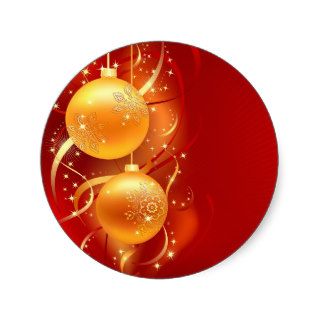 Gold Ornament Sparkle, Holiday Round Stickers