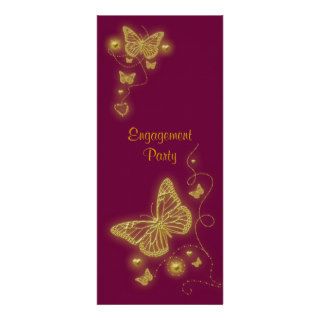 Elegant engagement party gold burgundy plum custom invitations