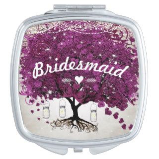 Romantic Heart Leaf Tree Bridesmaid Wedding Travel Mirror