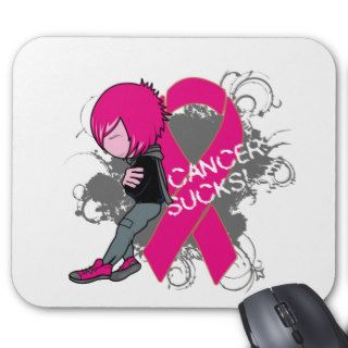 Animated Boy Cancer Sucks   Breast Cancer Mousepads