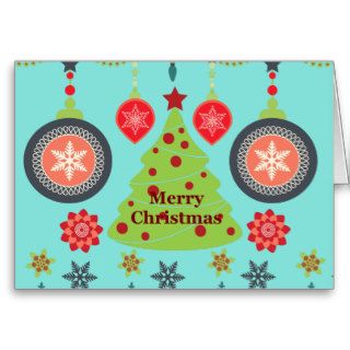Modern Holiday Merry Christmas Tree Snowflakes Cards