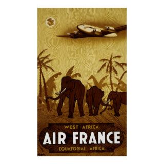 Air France ~ West Africa ~ Vintage Airline Travel Print
