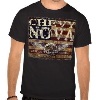 Chevy Nova Design Against Eroded Flag T Shirt